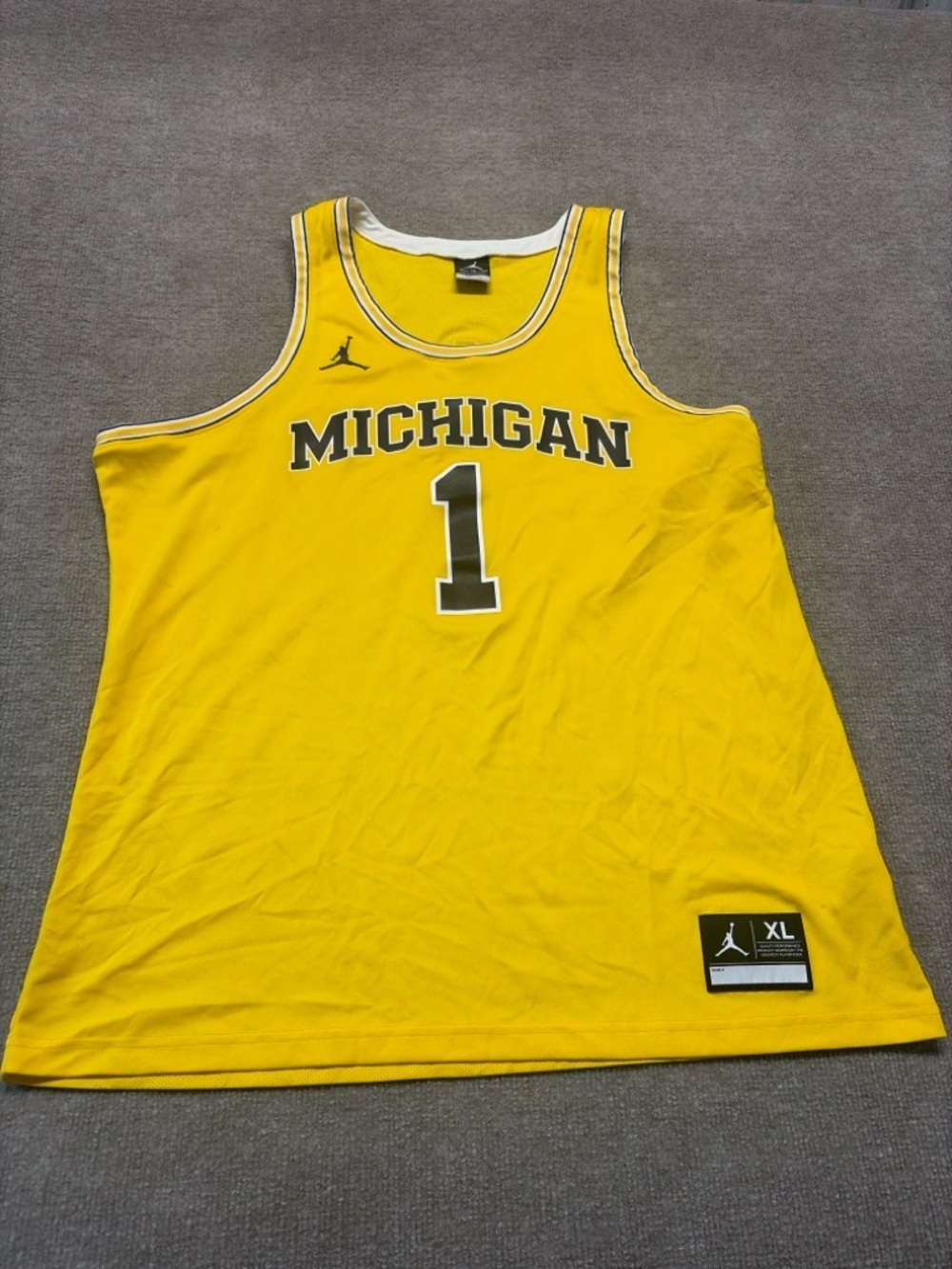 Michigan #1 Yellow Basketball Jersey - Jordan 0816